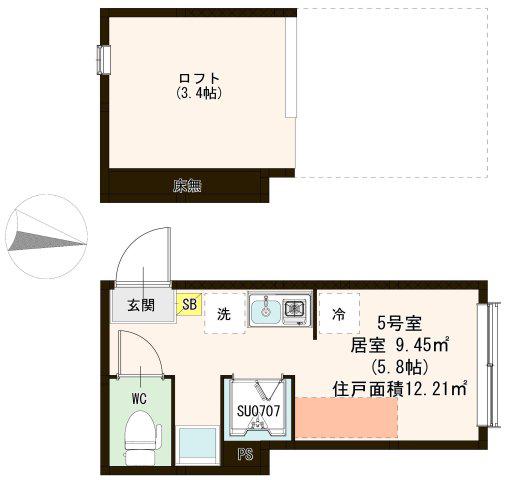 CACHETTE 豊島園(ワンルーム/1階)の間取り写真