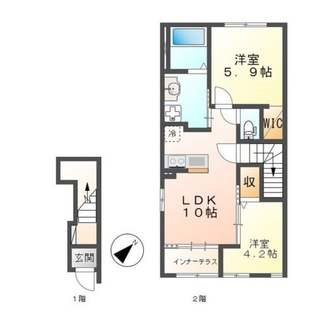 アヴェニール(2LDK/2階)の間取り写真
