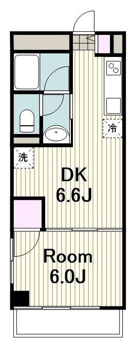 川崎レジデンス(1DK/2階)の間取り写真