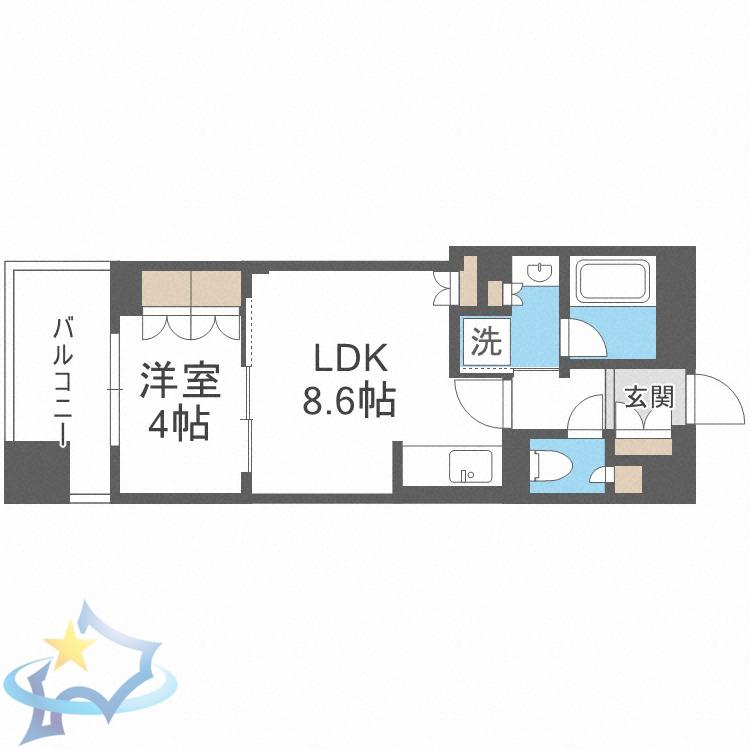 パークリュクス札幌大通公園(1LDK/14階)の間取り写真