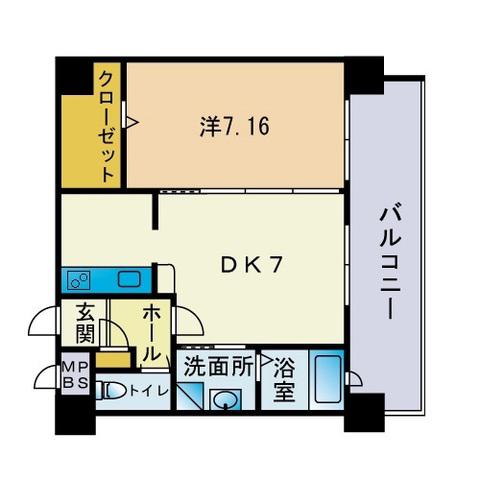 HF大濠レジデンスBAYSIDE(1DK/7階)の間取り写真