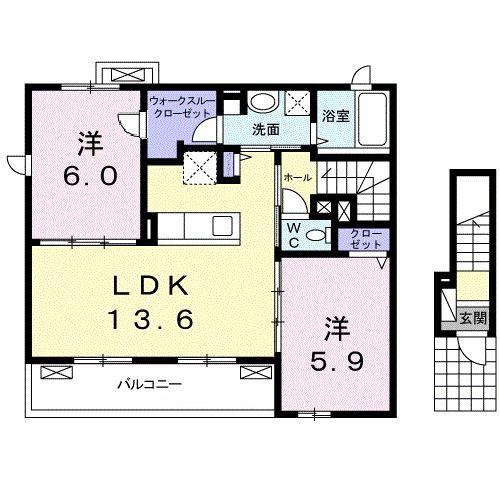 サンライズI(2LDK/2階)の間取り写真