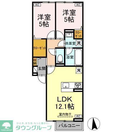 アール・ド・ヴィーヴル聖蹟(2LDK/2階)の間取り写真