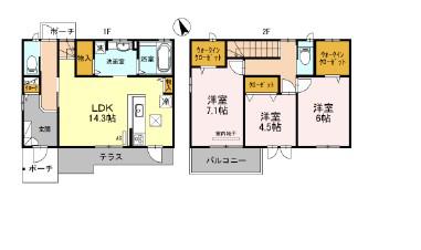 ラファミリアフェリスA(3LDK/1階)の間取り写真