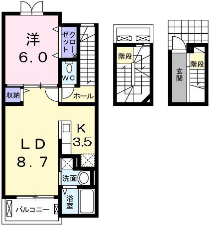 グランベル(1LDK/3階)の間取り写真