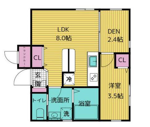 リシュブール池上(1SLDK/1階)の間取り写真