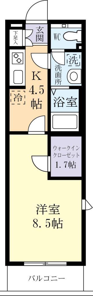 PRINCESS KOWA(1K/5階)の間取り写真