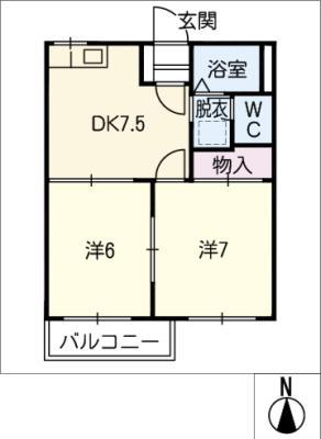 アーバンス十王(2DK/2階)の間取り写真