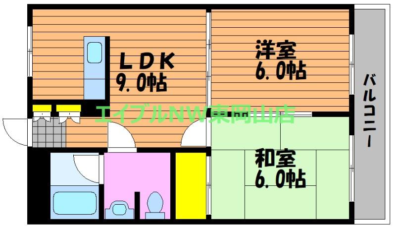 カサベルデ東山(2DK/3階)の間取り写真