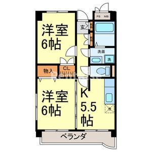 ヴァンコーポ大赤見(2K/3階)の間取り写真