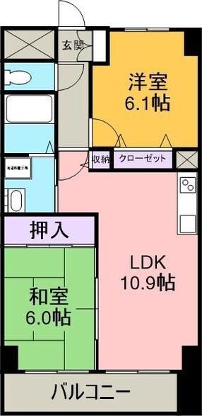 カーサシーガル壱番館(2LDK/2階)の間取り写真