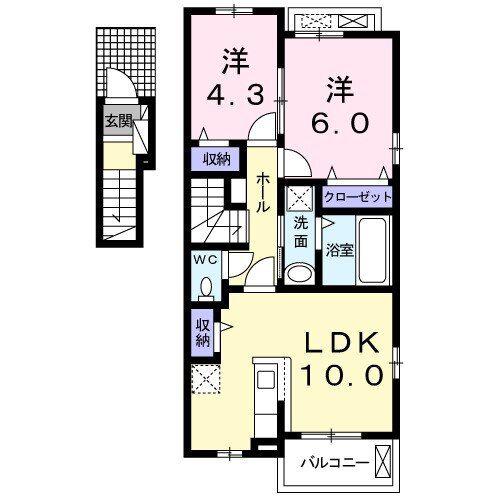 エスト メルヴェーユ(2LDK/2階)の間取り写真