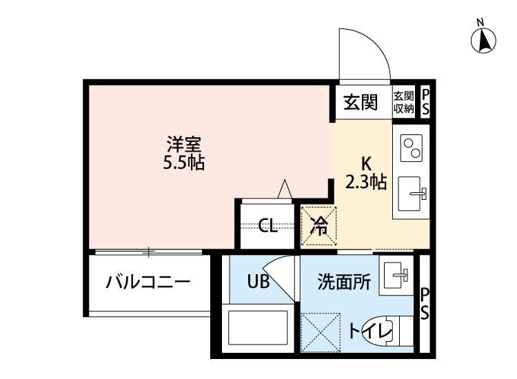 SPRING COAST3(1K/2階)の間取り写真