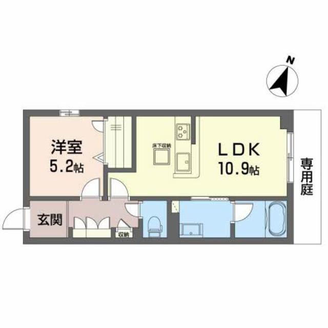 GREENAGE(1LDK/1階)の間取り写真