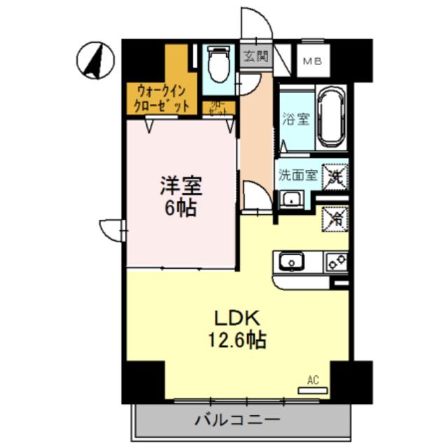 アムール・M(1LDK/4階)の間取り写真