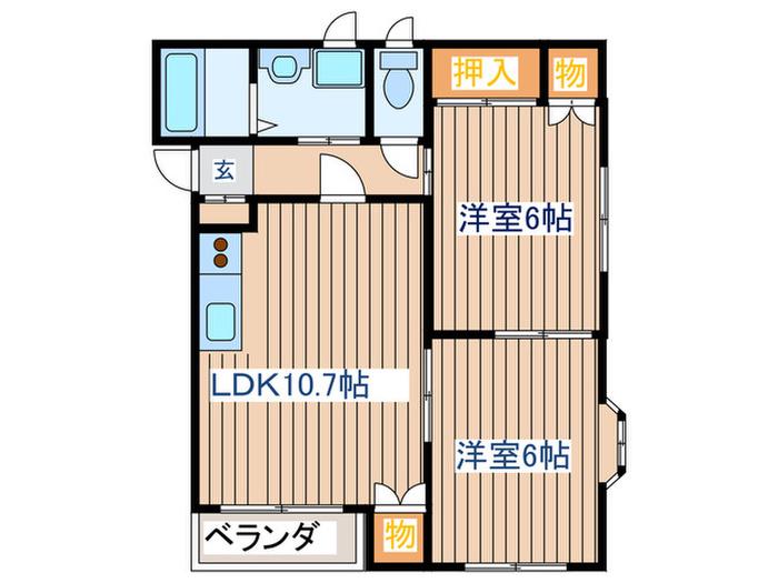 ガーデニア(2LDK/2階)の間取り写真