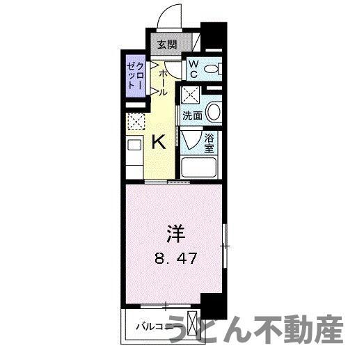 クラール花ノ宮(1K/2階)の間取り写真