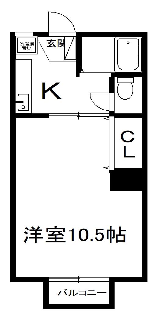 サウスサイド(1K/1階)の間取り写真