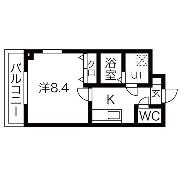 AH岩塚(1K/3階)の間取り写真