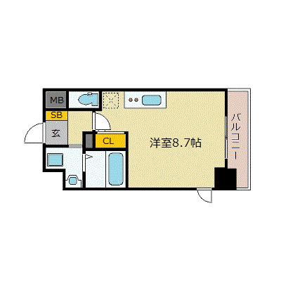エスリード北浜イースト(1K/8階)の間取り写真