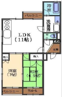 フリーデン駅西(2LDK/2階)の間取り写真