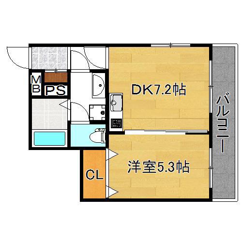 シスイル平野(1DK/3階)の間取り写真