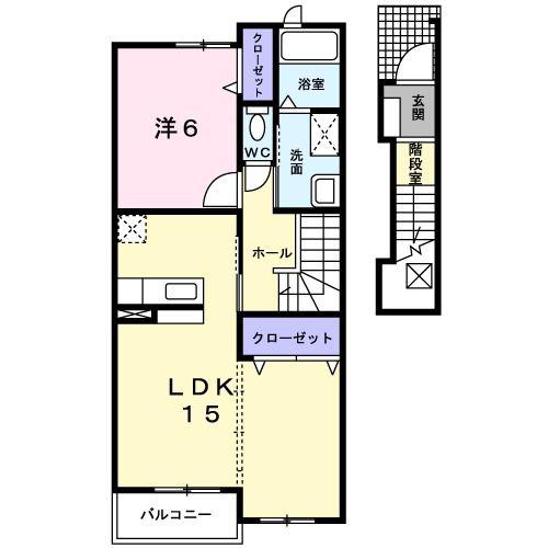 サウスレジデンスI(1LDK/2階)の間取り写真