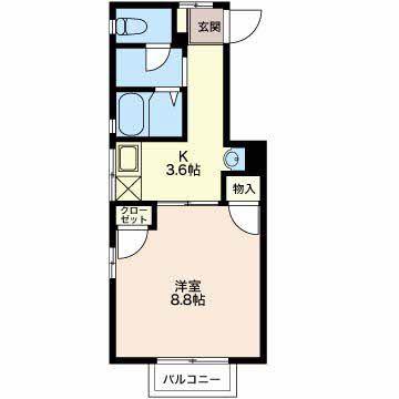 エクセレントヴィラ(1K/2階)の間取り写真