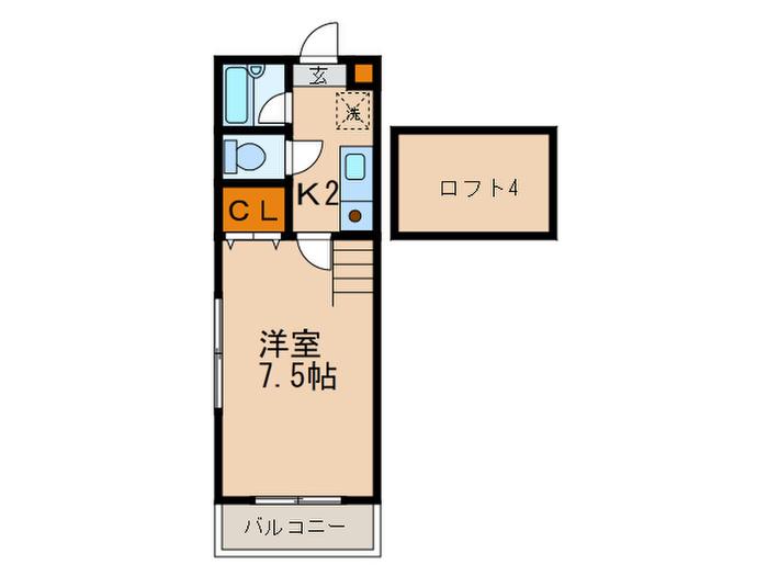 サンホープ笹原(1K/2階)の間取り写真