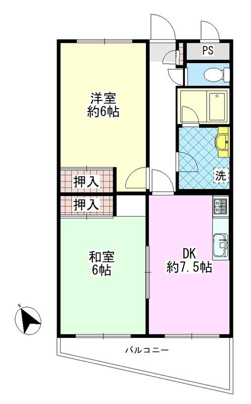 ベルメゾン(2DK/1階)の間取り写真