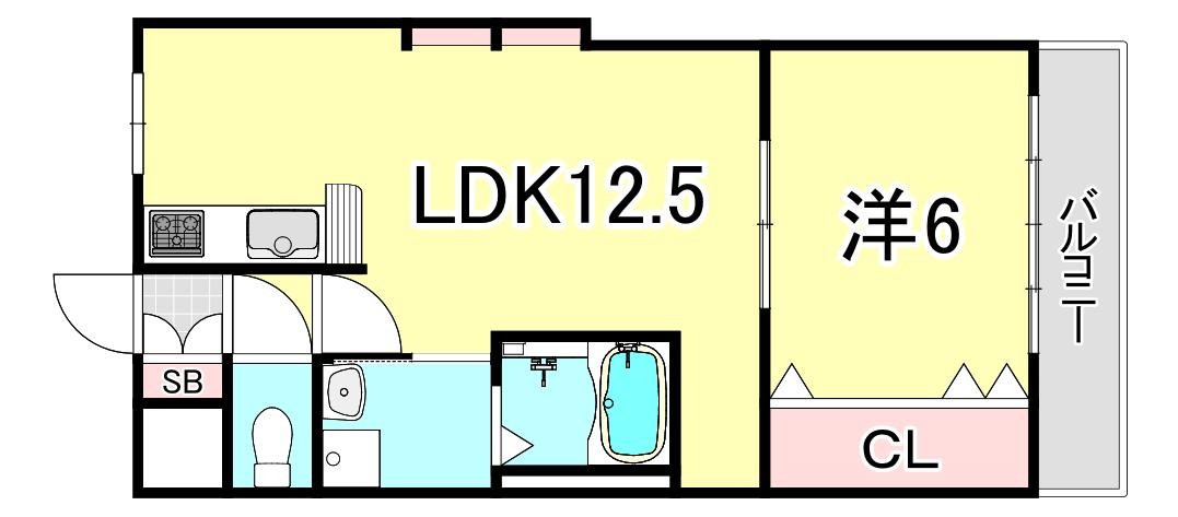 高橋マンション(1LDK/3階)の間取り写真