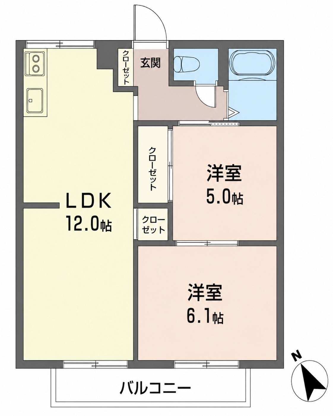 コーポトートーC(2LDK/2階)の間取り写真