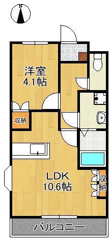アルカディア(1LDK/2階)の間取り写真
