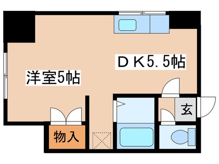 リラホワイト(1DK/3階)の間取り写真