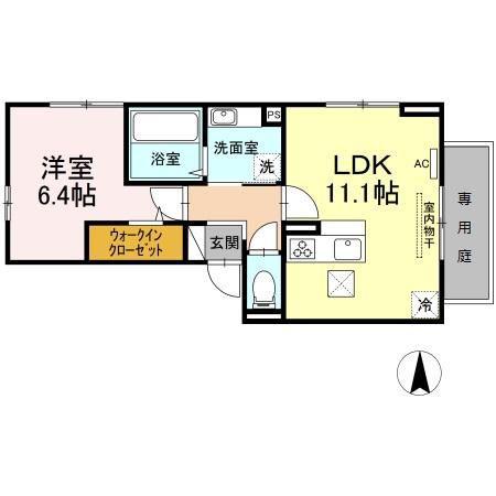 ザ・クラウン(1LDK/1階)の間取り写真