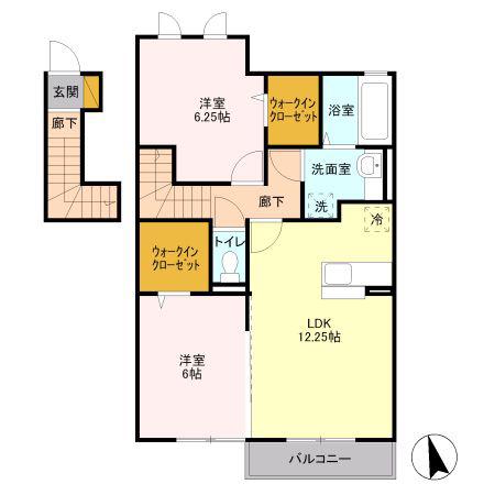 エトワール (2LDK/2階)の間取り写真