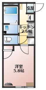 SUN HOUSE(1K/1階)の間取り写真