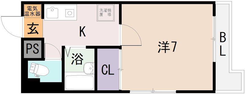 エクセル近大前(1K/2階)の間取り写真