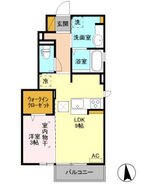 クレイン 1(1LDK/1階)の間取り写真