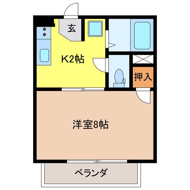 ジュネスアゲハ(1K/1階)の間取り写真