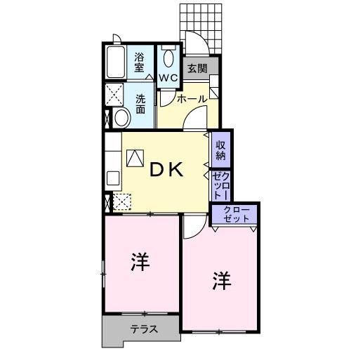 ナウエルIV(2DK/1階)の間取り写真
