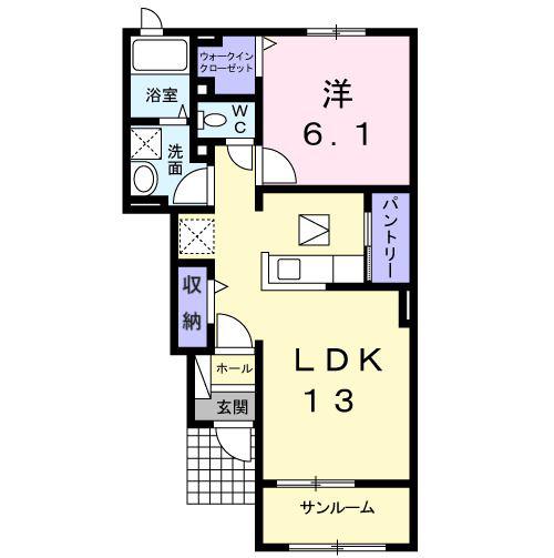 メゾンTK I(1LDK/1階)の間取り写真
