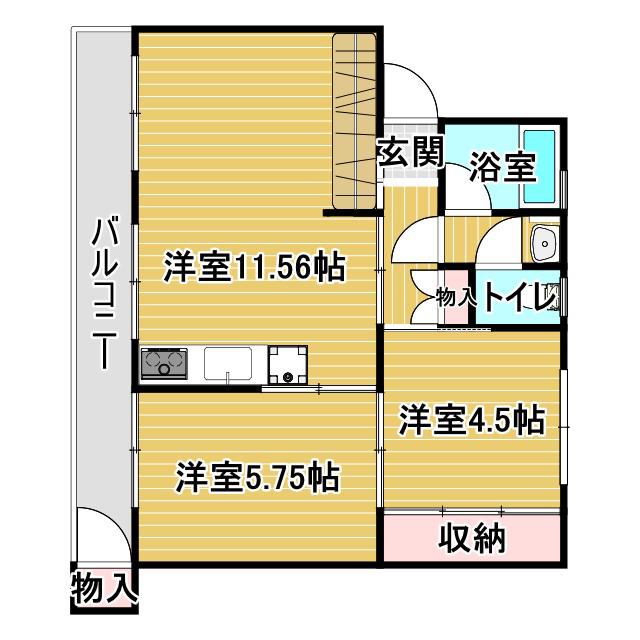 樋の口アパート(2LDK/3階)の間取り写真