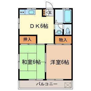 YMハイムNO.1 911953(2DK/2階)の間取り写真