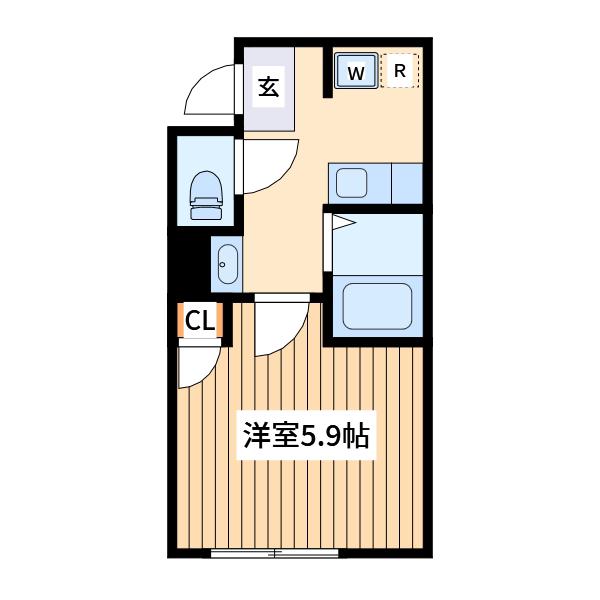 クレサージュ新松戸Ⅱ(1K/1階)の間取り写真