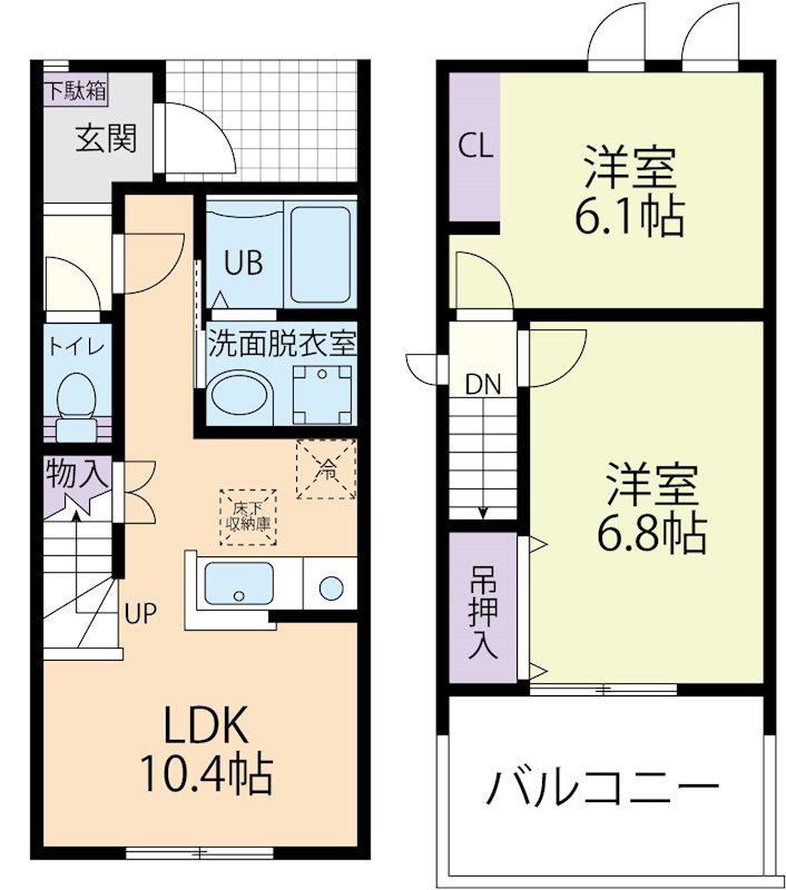 PRIMROSEB(2LDK/1階)の間取り写真