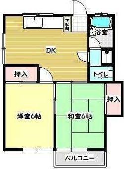 コーポヤマ(2DK/1階)の間取り写真