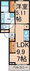 エスポワール名駅(1LDK/2階)の間取り写真