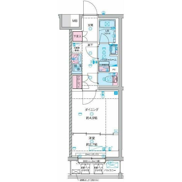 GENOVIA竹ノ塚(1DK/4階)の間取り写真