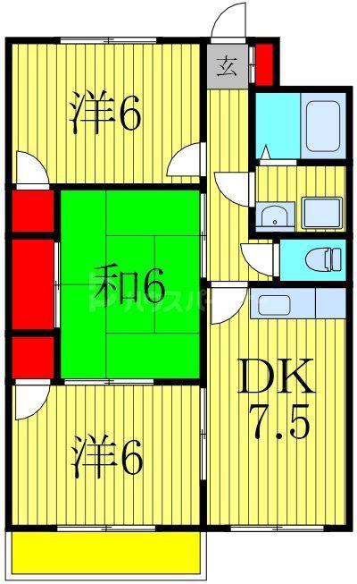 第1パークマンション西原(3DK/3階)の間取り写真